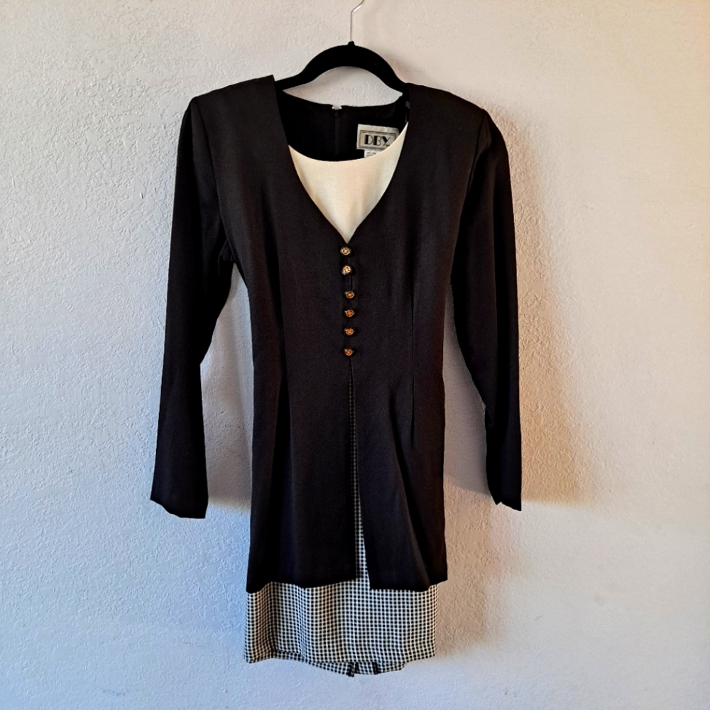 DBY Vintage Black Plaid Dress